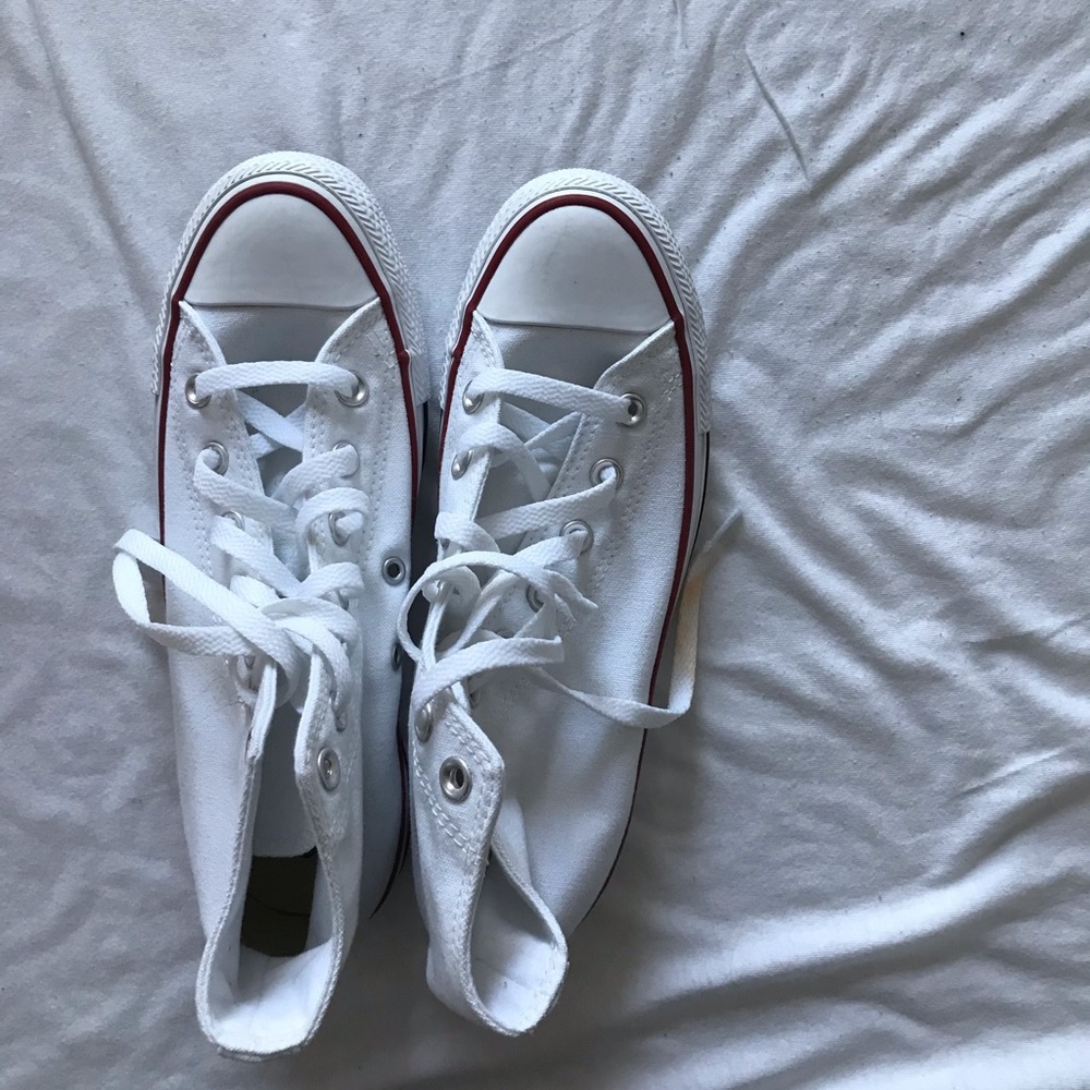 All white converse high tops